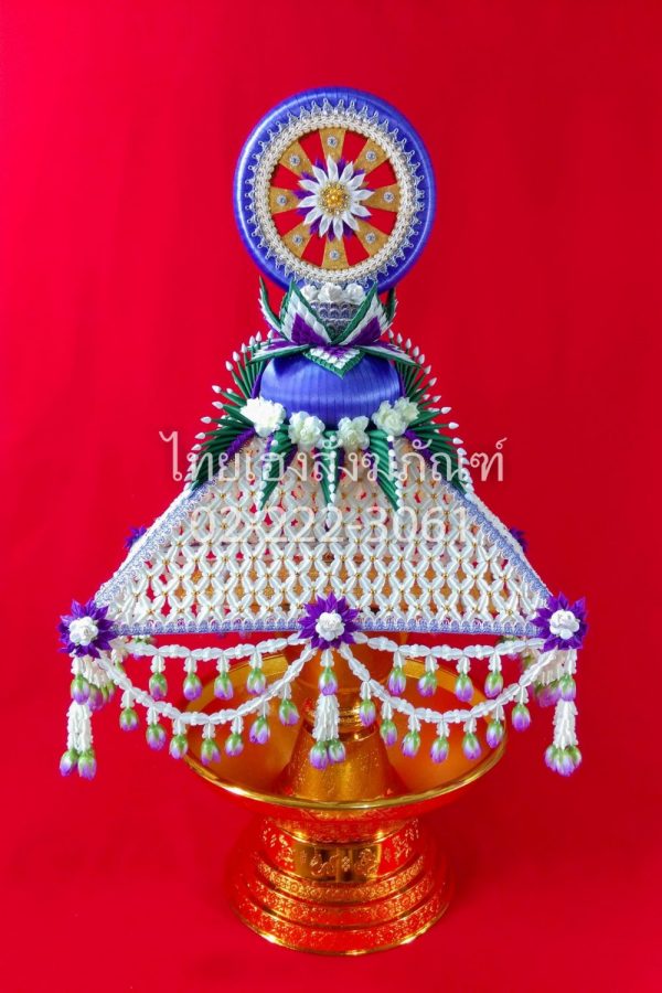 ครอบไตรธรรมจักรสีม่วง ร้อยดอกรัก