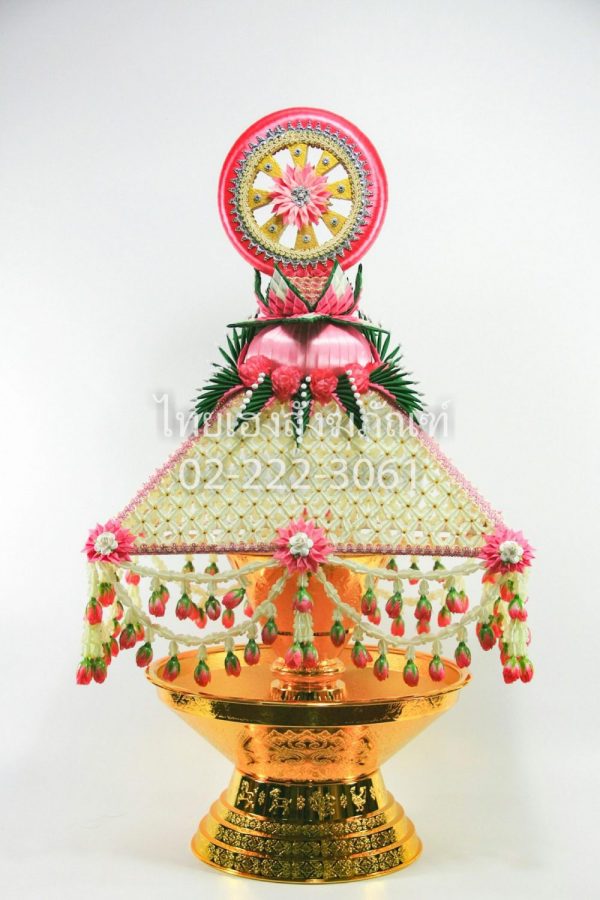 ครอบไตรธรรมจักรสีชมพู ร้อยดอกรัก