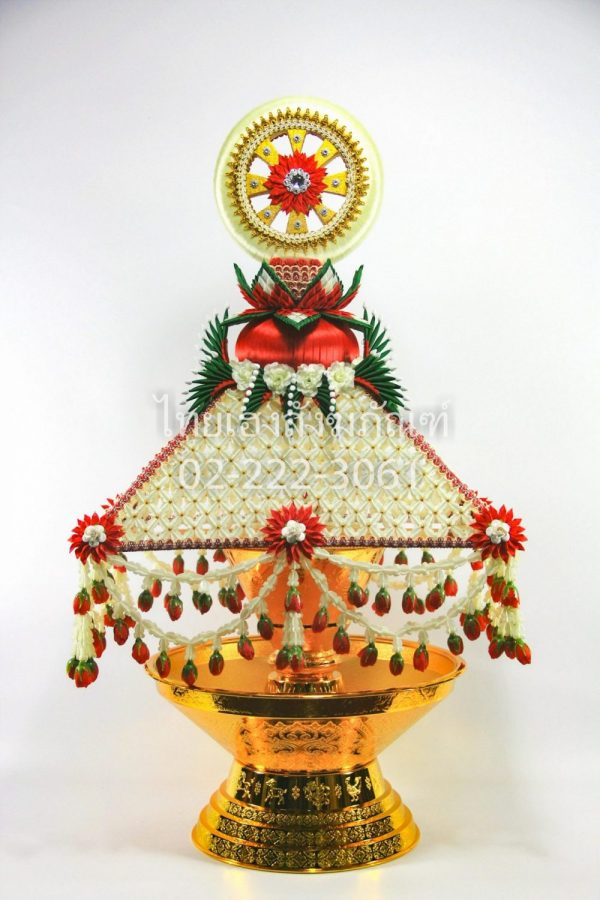 ครอบไตรธรรมจักรสีแดง ร้อยดอกรัก